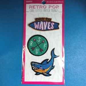 Set of 3 Enjoy the Waves Surf Shark Iron On Patch